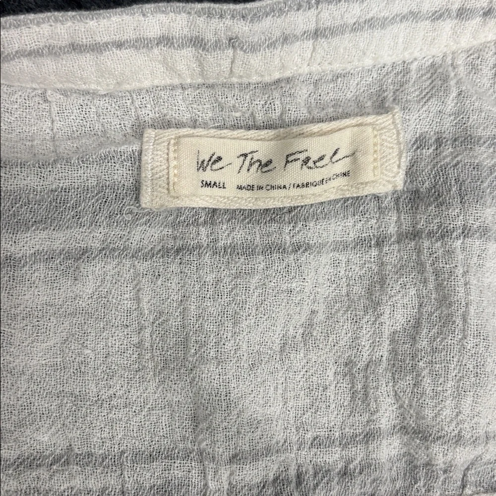 We The Free Light Gray Overiszed Striped button down